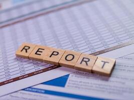 Business report analysis office environment document review professional setting strategic insights photo