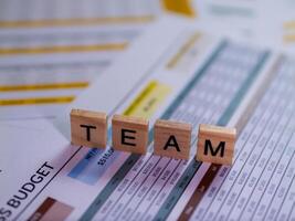 Business team collaboration budget planning office environment infographic professional viewpoint photo