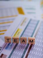 Overhead view of business team collaboration and project planning in office space photo