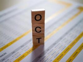 Monthly financial overview for october business analysis office environment detailed report view photo