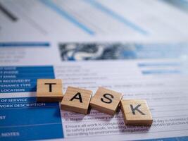Close-up task management insights into efficiency in professional environments photo