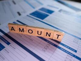 Financial overview amounts invoice sheets in a business environment close-up perspective photo