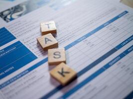 Workflow management in paper offices task organization and project overview for productivity photo