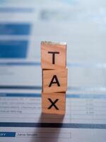 Tax filing process in a professional environment office desk and financial insights photo