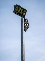 Industrial lighting installation urban area photograph bright environment wide view modern design photo