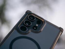 Mobile trends capturing smart device innovations in urban settings photo