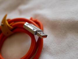 Usb cable close-up indoor setting product technology environment detailed view connectivity concept photo