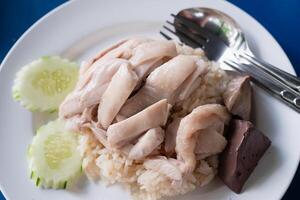Hainanese chicken rice delight singapore food urban setting close-up view photo
