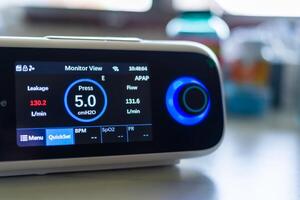 Monitoring device action home technology medical environment close-up view health insights photo