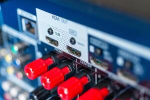 Audio visual equipment setup home theater technology image close-up detailed view modern electronics photo