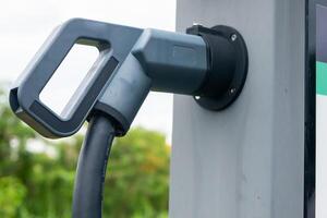 Urban infrastructure for sustainable ev charging technology and close-up insights photo