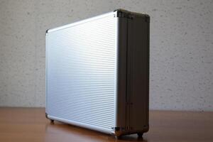Office space showcase modern business briefcases display professional setting photo