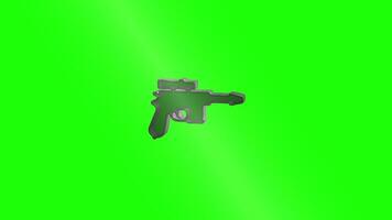 Sci-fi pistol with detachable scope on green background video