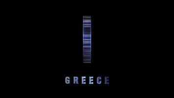 3D map of Greece with bold country label on dark background video
