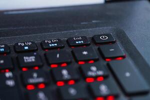 Productivity concept close-up of keyboard in modern workspace with technology focus photo