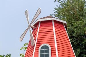 Windmill structure rural setting architectural feature bright atmosphere close-up viewpoint photo