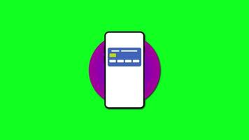 Mobile payment confirmation with card and checkmark icon video