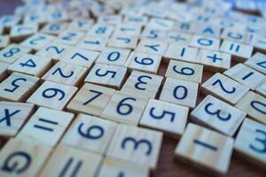 Exploring number tiles and their uses in games home educational context close-up learning photo
