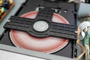 Dvd drive mechanics inside a computer technology close-up dynamic engineering insights photo