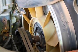 Engine maintenance in industrial garage a close-up view of mechanical concepts photo
