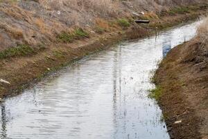 Calm waterway reflection urban area nature dry environment ground level serenity photo