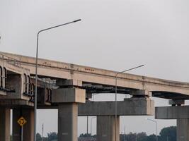Progress of urban overpass construction a low-angle view of modern city infrastructure photo