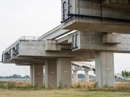 Urban elevated bridge construction progress architectural concrete in infrastructure development photo