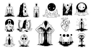 Dark Fantasy Set Occult Design. vector