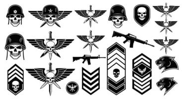 Military Skull Icons Army with emblem, badge, and . vector