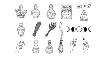 Witchcraft elements set Isolated design. vector
