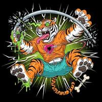 Tiger cartoon character with heart broken. vector