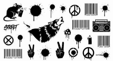 Graffiti Elements Collection Set. vector