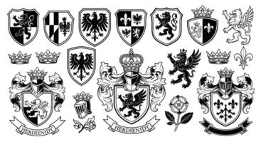 Heraldic Symbols with Elements, and Coat of Arms. vector