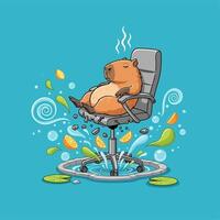 Capybara Relaxing in Office Chair. vector