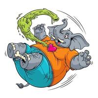 Funny Elephant Cartoon character playing silly games. vector