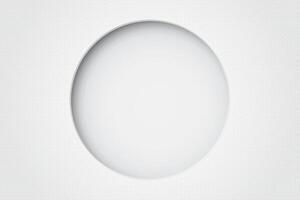 White bond paper rough textured with 3D circle shape frame paper cut style graphic illustration have blank space. vector
