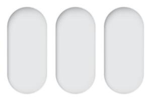 White background with three of 3D capsule shape frame paper cut style graphic illustration have blank space. vector