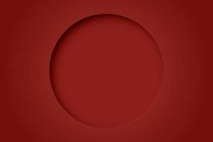 Red background with 3D circle frame paper cut style graphic illustration have blank space. vector