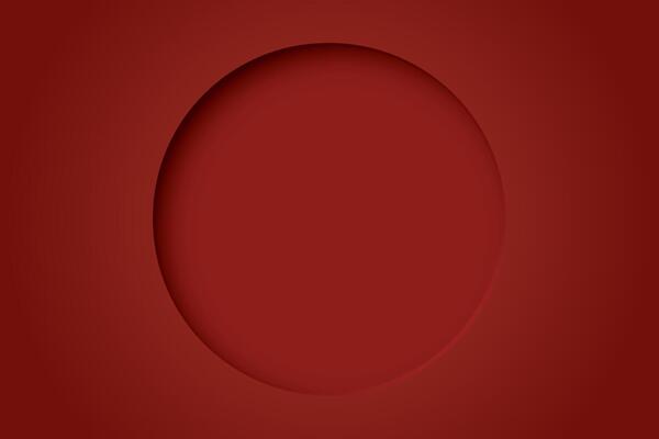 Red background with 3D circle frame paper cut style graphic illustration have blank space.