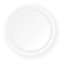 Double 3D circle sheet overlap as a frame paper cut style on white square background graphic illustration have blank space. vector