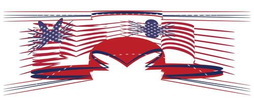 Patriotic Abstract Design Featuring Fireworks and American Flag. vector