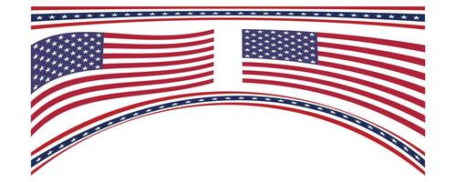Patriotic American Flag Design with Curved Borders. vector