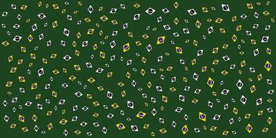 Brazilian Flag Pattern on Green Background. vector