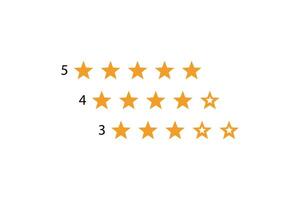 Five star rating system displayed on white background. vector
