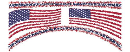 Abstract American Flag Design with Textured Stripes and Stars. vector