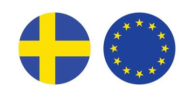 Sweden and the European Union Flags a white background. vector