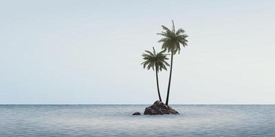 Tropical island with palm trees vector