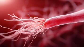 Close-up view of a nerve ending showcasing intricate details under microscopic observation photo