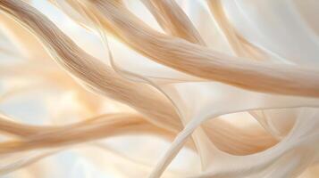 Delicate strands of translucent fabric flowing gently under soft lighting in an artistic composition photo