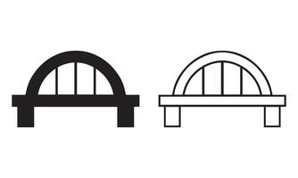 Bridge Design Silhouette and Line Art Icon vector
